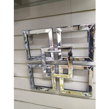Biznest 40X40 Geometric Mirror Wall Art Modern Living Room Home Decor Square Glass Frame