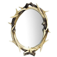 BestGiftEver Rustic Faux Deer Antler Oval Wall Mirror Cabin Lodge Hunting Style Decor 26"