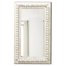 Sintosin Farmhouse Mirrors for Wall Decor with Beaded Border 24 Inches, Hanging Distressed White Bathroom Mirrors for Vanity, Rustic Wood Framed