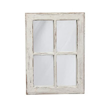 Sintosin Rustic Window Pane Mirror Wall Decor 11 x 16 inches, Distressed White Rectangle Hanging Mirror with Wood Frame, Handmade Decorative Vintage