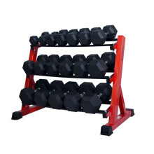 Strongway Hex Dumbbells Set with Weights Storage Rack Stand 5KG-20KG Rubber Coated Cast Iron Weights - Gym Training Weight Lifting Exercise