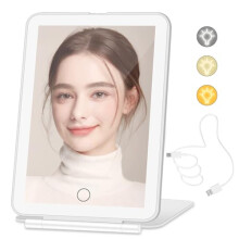 Makeup Mirror & Vanity Mirror with 96 Led Lights, Travel Mirror Lighted Makeup Beauty Mirror, 3 Color Lighting, Dimmable Touch Screen, Tabletop LED