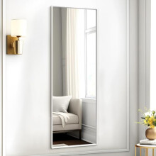 AAZZKANG Wall Mirror Full Length Large Hanging Mirrors with Metal Framed 110x35cm Rectangle for Bedroom Living Room Bathroom Entryway White