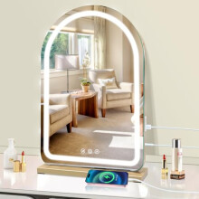 halumao Hollywood Vanity Mirror with Lights, 40 x 60 cm Lighted Makeup Mirror with USB and Type-C Output Ports, 3 Color Modes, Smart Touch Control