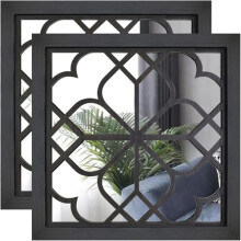 YGZTOBF Wall-mounted Mirrors, 2Pcs Square Rustic Farmhouse Wall Decor Mirrors 30x30cm for Living Room, Hallway, Entryway, Garden, Outdoor Black
