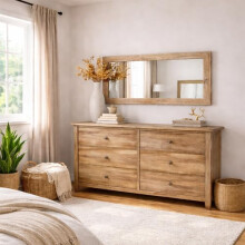 Aurotrice OAK Waverly Small Light OAK Finish 112 x 60cm Large Mirror Solid Wooden Framed