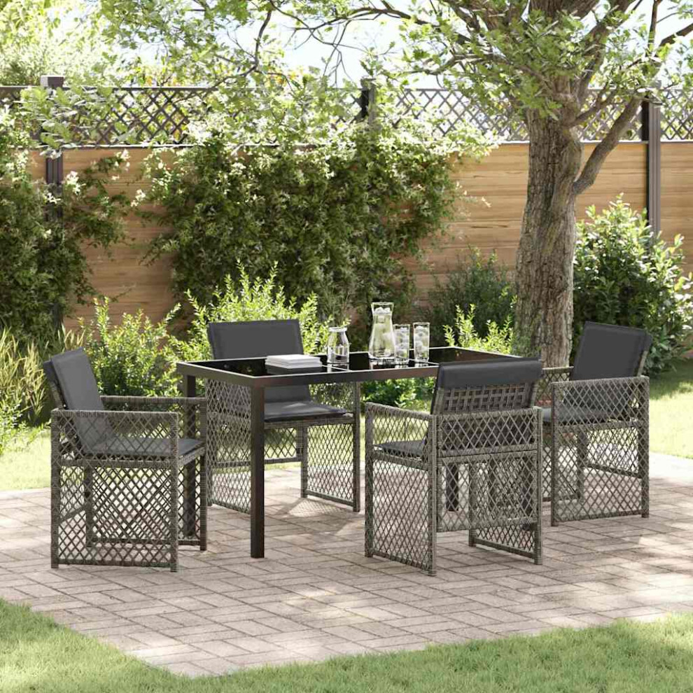 Vidaxl Garden Dining Set 5 Pcs Grey Poly Rattan