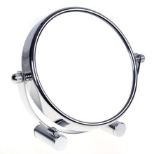 HIMRY designed cosmetic mirror, can be swivelled by 360. Double sided: normal and 10x magnification. Free standing mirror, shaving mirror, bathroom
