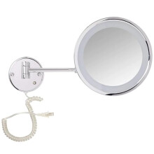 Jerdon Lighted Wall-Mounted Makeup Mirror - Magnifying Mirror with LED Lights - 5X - Chrome Finish - Model HL1016CL