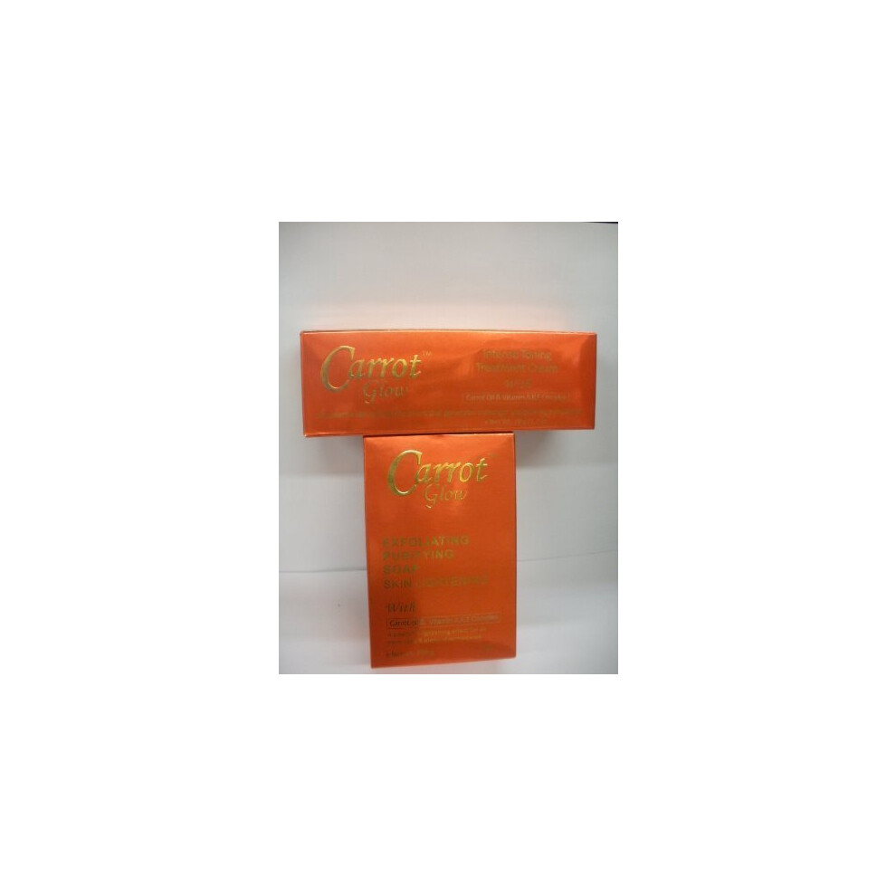 Carrot Glow Intense Toaning Treatment Cream 1.7Oz + Exfoliating Purifying Soap 7Oz (Combo Pack) By Glow
