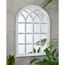Biznest 50.5X71X2.5Cm White Rustic Soho Window Style Mirror Elegant Vintage Hallway Mirror