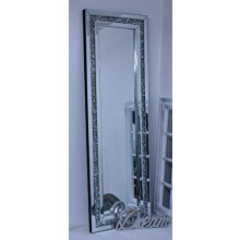Biznest New Diamond Crush Crystal Large Sparkly Silver Wall Mirror 120X40Cm Living Room The World'S Largest Mirror Collection Of Biznest Store