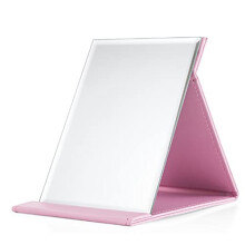 Dproptel PU Leather Makeup Mirror 25 * 18cm Large Desktop Vanity Mirror Foldable Travel Mirror, Portable Rectangular Make up Mirror for Travel,