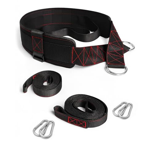 THEFITGUY Belt for Pulling, Strength Training, Adjustable Closure, 2 Straps & 4 Hooks Included