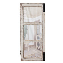 Sintosin Farmhouse Wood Framed Window Mirror, 14" x 33", Antique White