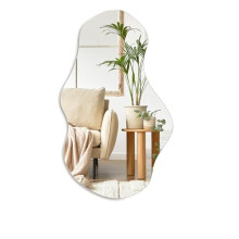 PERFNIQUE Asymmetrical Irregular Wall Mirror, 71 x 43cm Decorative Modern Mirror for Bathroom Bedroom Living Room Entryway, Cloud Frameless Mirror,