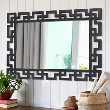 AAZZKANG Mirror Wall Decor with Wooden Frame Large 65x45cm Modern Rectangle Hanging Mirrors for Bedroom Living Room Bathroom Hallway Entryway Black