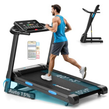 Treadmills Foldable with Electric Auto 15% Incline,3.0HP Walking Pad 1-14KM/H for Home Gym Jogging,352LB Capacity Running Machine with LED Display &