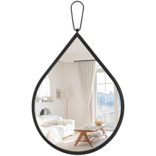 FEUFOAM Black Wall Mirror Teardrop Hanging Mirrors with Thick Framed Modern Wall Mirrors Decorative Wall-Mounted Mirrors for Entryway Hallway Bathroom