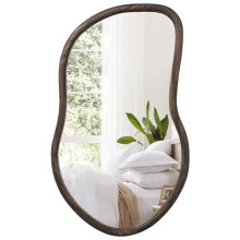 FEUFOAM Asymmetrical Wall Mirror Rustic Brown Farmhouse Irregular Mirrors Wood Framed Mirror for Wall Wall Mirrors Decorative Hanging Mirrors for Wall