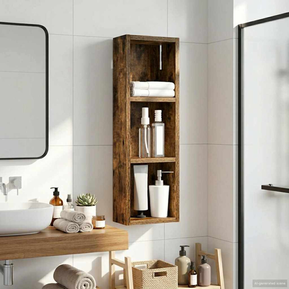 Vidaxl Bathroom Wall Cabinet With Shelf Smoked Oak 20 X 10 X 60.5 Cm