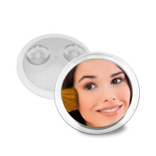 Fantasia Make Up Magnification Mirror With Suction Cups: Portable Bathroom and Travel 7x Magnifying Face Mirror, White Acrylic Frame, Round Zoom