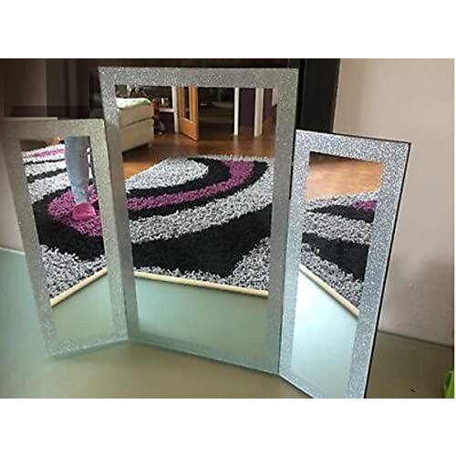 Sparkle Collection Glitter Frame 3 Piece Freestanding Bedroom Dressing Table Make-up Mirror