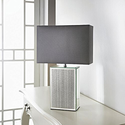 New Square Glitter Mirror Table Lamp Room Decoration - Silver/Grey