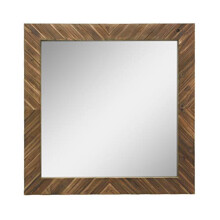 Stonebriar 20" x 20" Square Textured Wooden Chevron Hanging Wall Mirror with Attached Mounting Brackets