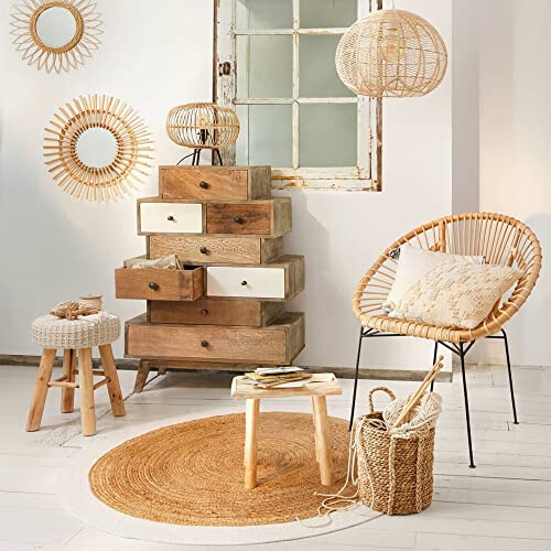 Sun rattan mirror D58 1