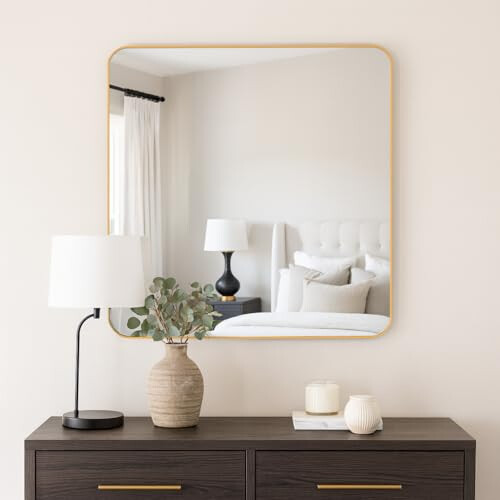 nielsen Sutton Square Wall Mirror - Gold - 80 x 80 cm - Rounded Corners - with Hanger 2