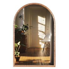 CAVINHOME Arched Bathroom Mirror- 24"x36"Antique Copper Color Vintage Metal Framed Accent Mirror, Large Rustic Distressed Wall Mirror Decorative for