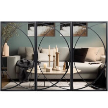 LuxenHome 3-Piece Black Metal Rectangular Wall Mirror Set