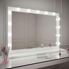 Hollywood Mirrors Audrey 100x 70cm- Vanity Mirror with Lights - Makeup Mirror with lighting LED dimmable Bulbs, 3 Lighting Modes, Tabletop and Wall