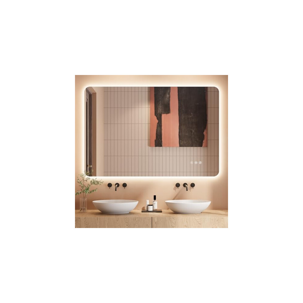 Dripex Led Bathroom Mirror With Lights, 800 * 1200 Mm Light Up Backlit Mirror Bathroom Anti Fog Illuminated Mirrors Dimmable Switch With 3
