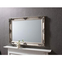 Abbey Baroque Style Rectangular Mirror In Silver