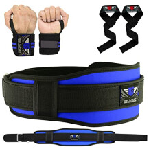 Weight Lifting Belt Strap Neoprene Gym Fitness Wrist Support Double Brace Wraps (Blue, Small)