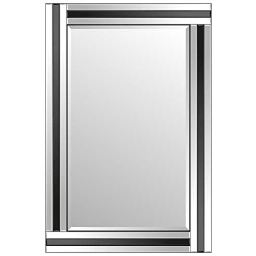 Mirror Eva Rectangle Black Glass Framed Bevelled Wall (36x24),Frameless,YC021-2