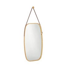 Relaxdays Oval Wall Mirror, Bamboo Frame, Decorative Mirror with an Adjustable Strap, Hallway, 76.5 x 43.5 cm, Natural