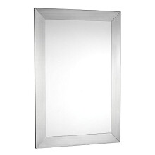 Croydex Parkgate Rectangular Mirror with Brushed Stainless Steel Frame and Hang N Lock Fitting System, 920 x 610 x 19mm, Silver