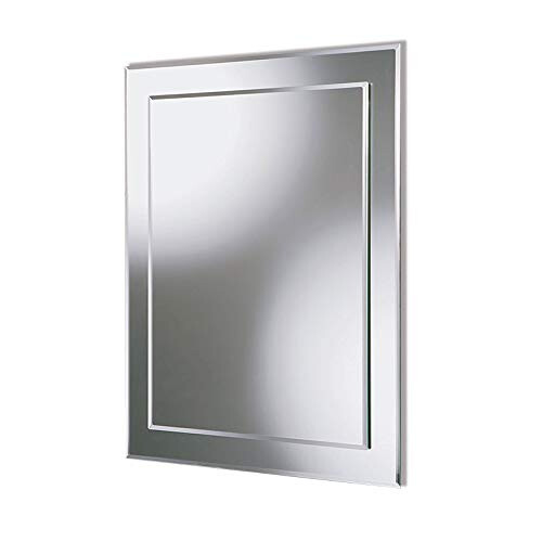 Acezanble 500x700mm Frameless Bathroom Wall Mirrors Rectangular Double Layers with Hanging Fixings Vertical or Horizontal