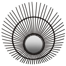 Premier Housewares Black Rattan Wall Mirror/Mirror Wall/Bathroom Mirrors Round/Hanging Mirror For Living Room/Boho Mirror Dimensions W80 X D3 X H80cm.