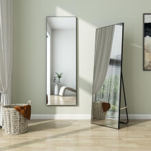 Acezanble Full Length Mirror 150x50cm Free Standing, Door Hanging, Wall Mounted Large Floor Mirror with Black Metal Frame Dressing Mirror for Living
