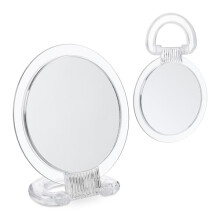 Relaxdays Vanity Mirror Folding Handle, Set of 2, Double-Sided, 2x Magnification, Make up, Hold or Stand, Transparent