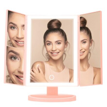 Premier Housewares Portable Tri Fold Pink Table Mirror | Tri Fold Design Dressing Table For Makeup | 180 Degree Rotatable Mirror For Dressing Table |