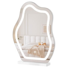 WOLTU Vanity Mirror, with LED Lights, 53x39cm, White Cloud Dressing Table Mirror, Touch Control, Adjustable Lighted,Hollywood Mirror, for Makeup