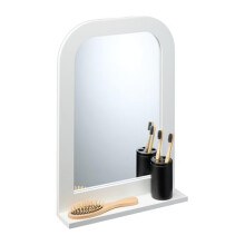 Relaxdays Bathroom Mirror with Shelf, Rectangular Frame, HxWxD: 54 x 38 x 8.5 cm, Hallway & Toilet, Wall Mounting, White