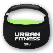 Urban Fitness Fabric Kettlebell, Soft Rubber Grip, Floor Safe Design, Neoprene Sand-Filled Weights, Strength, Endurance, Home Fitness Training, 3kg