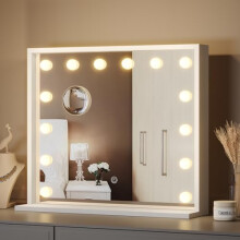 Mondeer Hollywood Vanity Mirror with Lights, 60x50cm Large Illuminated Makeup Mirror with 14 Dimmable Led Bulbs, 3 Color Lighting Modes, Touch Screen
