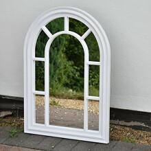 Homely Arched 70x50cm Window Shape Designer Wall Mirror Beautiful Decoration Art Piece Gift (White)